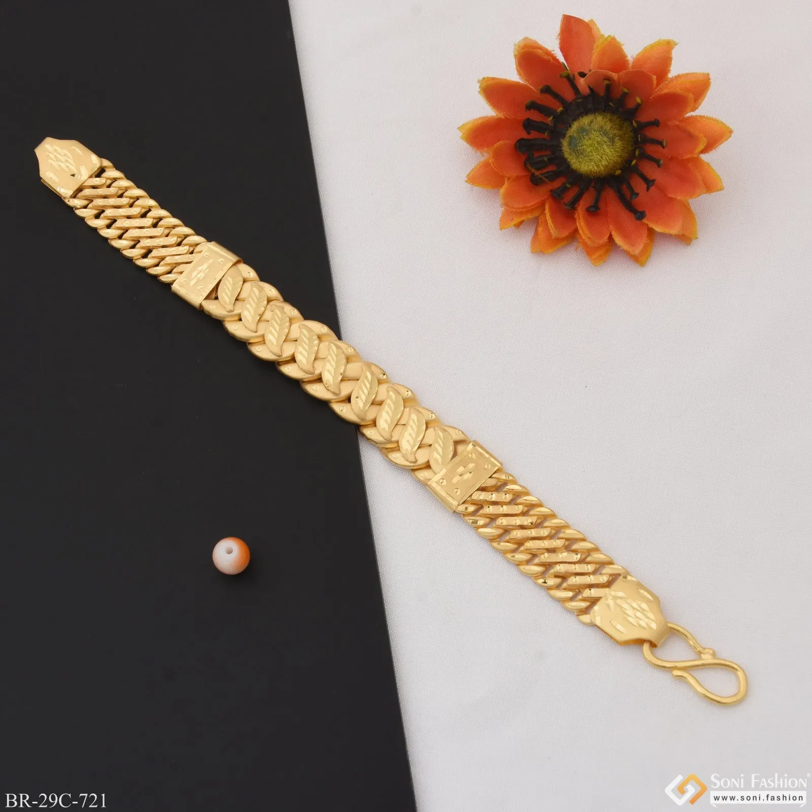1 Gram Gold Plated Stylish Design Best Quality Pokal Bracelet for Men - Style C721