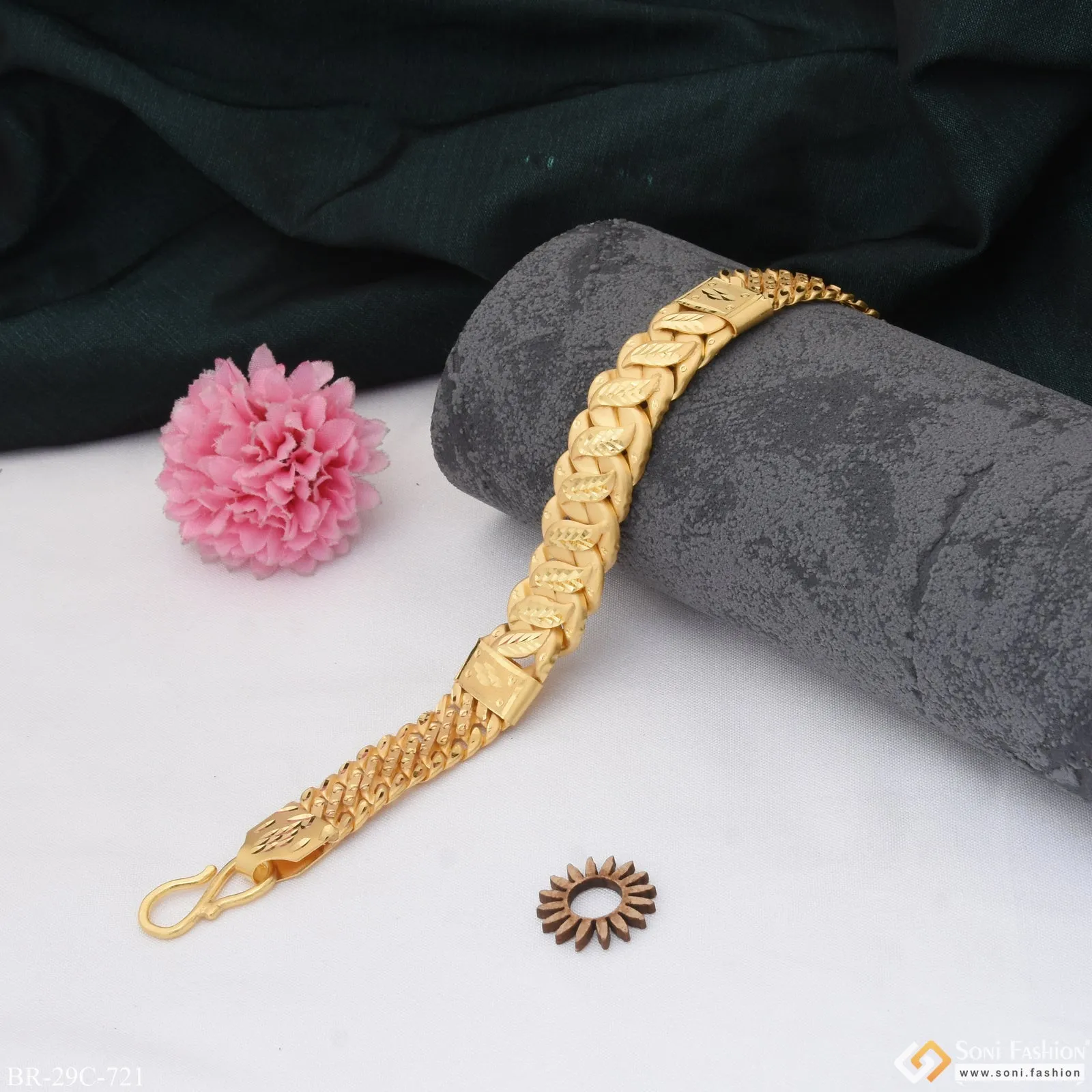 1 Gram Gold Plated Stylish Design Best Quality Pokal Bracelet for Men - Style C721