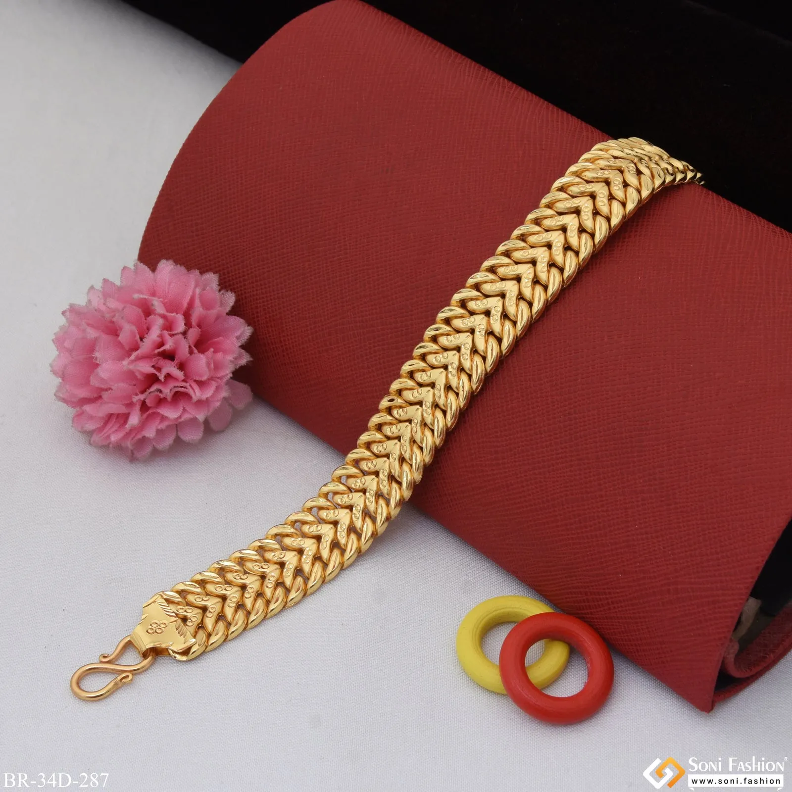 1 Gram Gold Plated Traditional Design Pokal Bracelet for Men - Style D287