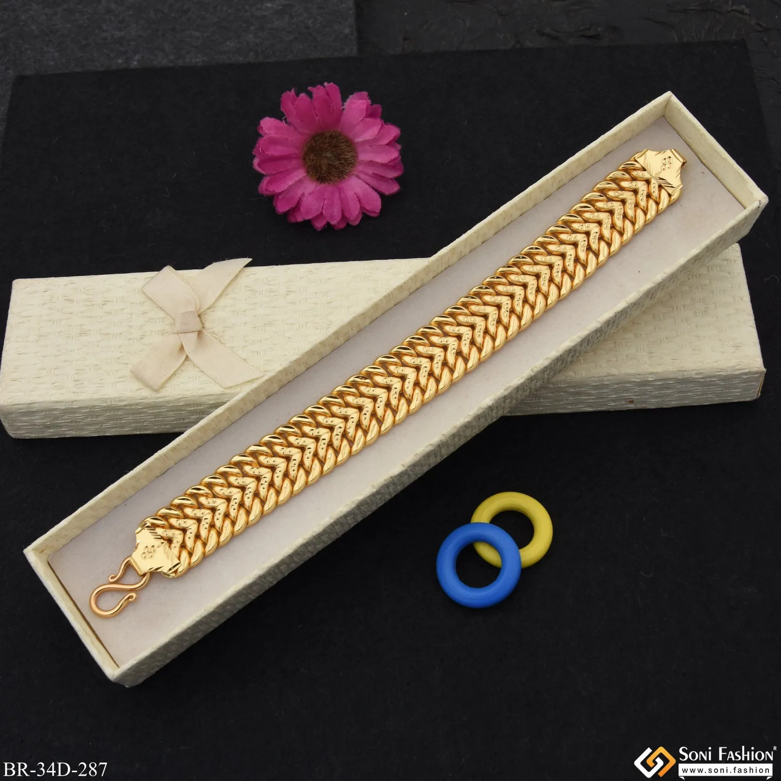 1 Gram Gold Plated Traditional Design Pokal Bracelet for Men - Style D287