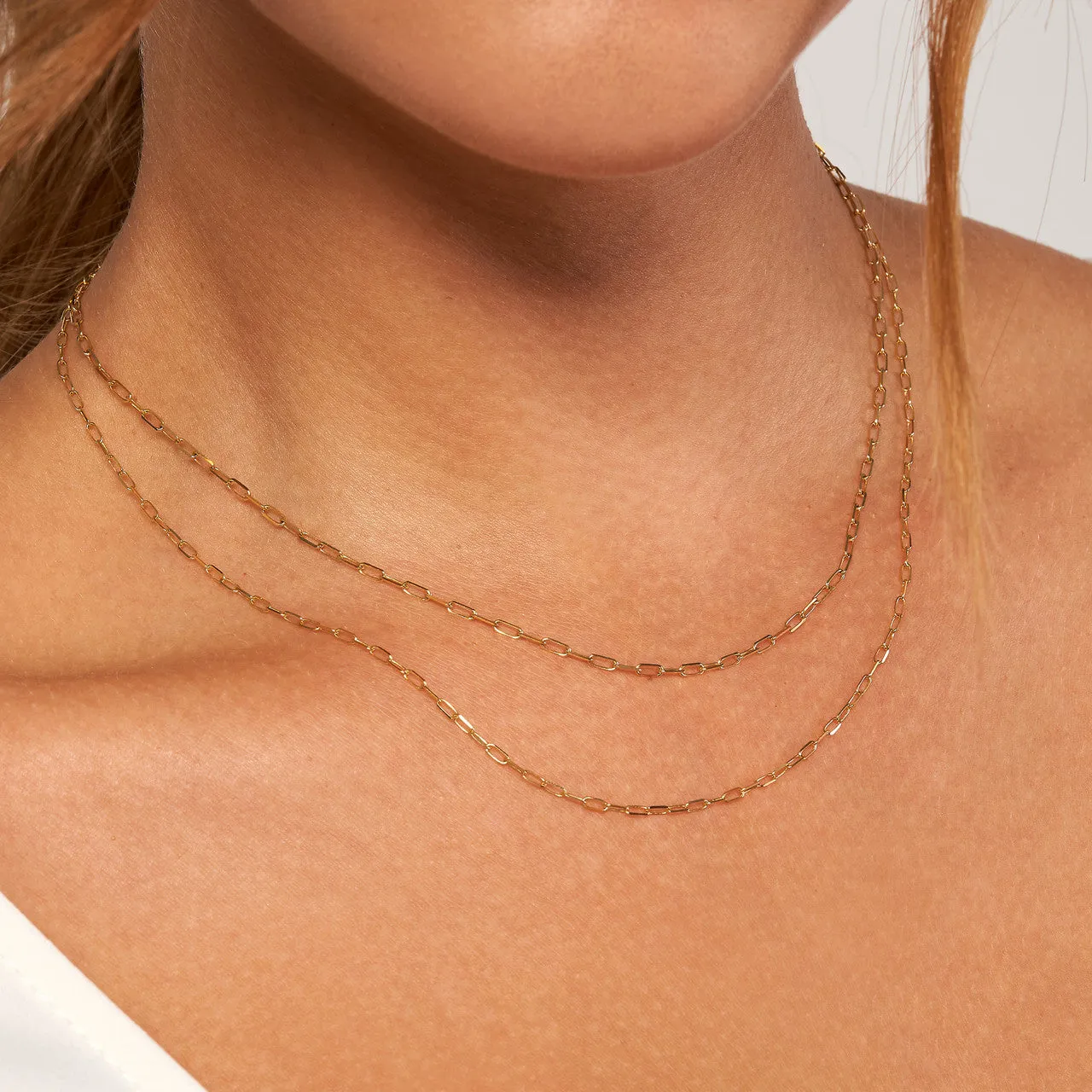 18k 14k 10k Yellow Rose White Gold 1.95mm Diamond Cut Paperclip Chain