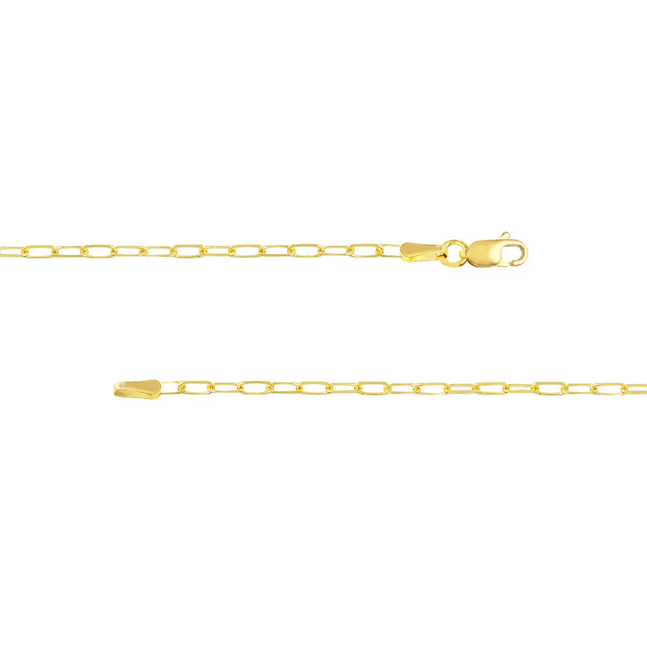 18k 14k 10k Yellow Rose White Gold 1.95mm Diamond Cut Paperclip Chain