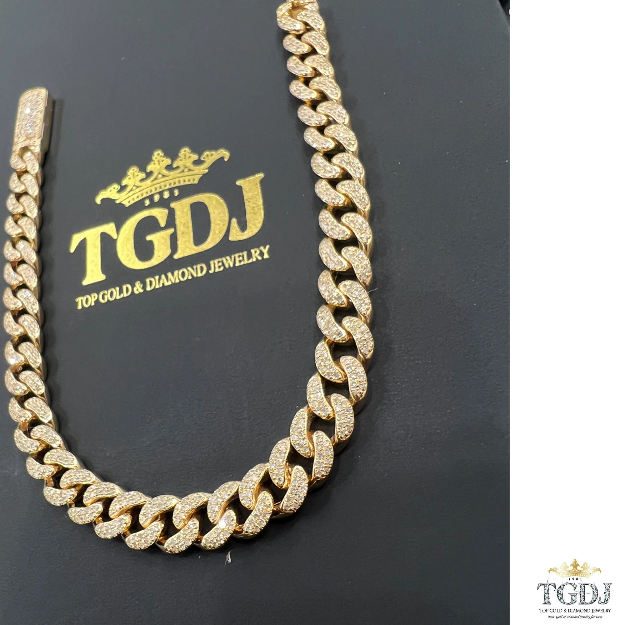 7mm 10k yellow Gold Miami Cuban Link Diamond Bracelet -Iced Out Bracelet 2.75ct Diamond 10k yellow gold Bracelet Hip Hop Chain Gifts for Him