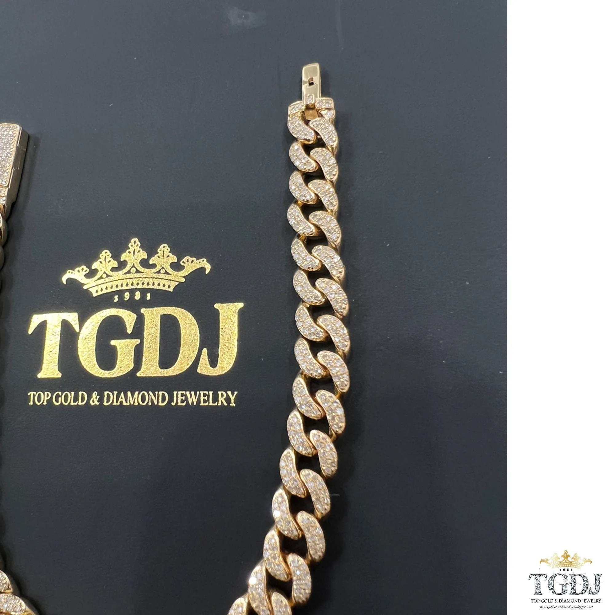 7mm 10k yellow Gold Miami Cuban Link Diamond Bracelet -Iced Out Bracelet 2.75ct Diamond 10k yellow gold Bracelet Hip Hop Chain Gifts for Him
