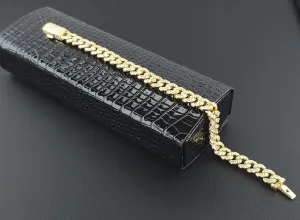 8mm 10k yellow Gold Miami Cuban Link Bracelet - Iced Out Bracelet 6.7ct Diamond 10k yellow gold Bracelet Hip Hop Chain Gifts for Him