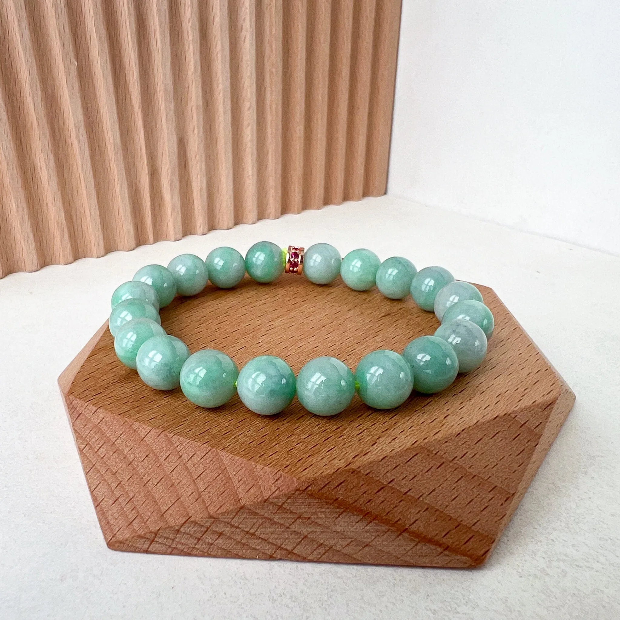 9.0 mm Green Natural Jadeite Jade Beaded Bracelet, CSW-0723-1705422002