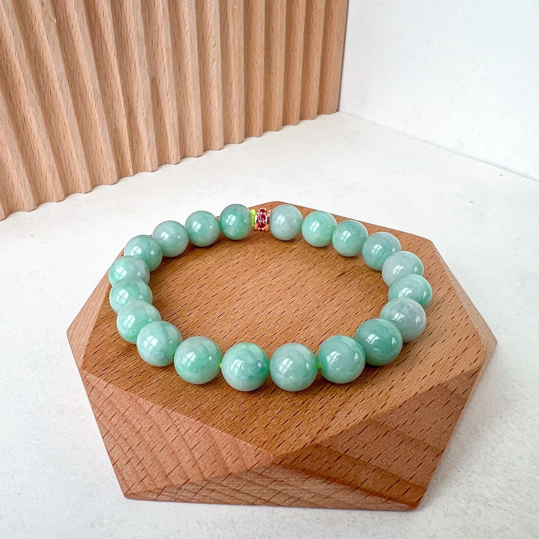 9.0 mm Green Natural Jadeite Jade Beaded Bracelet, CSW-0723-1705422002