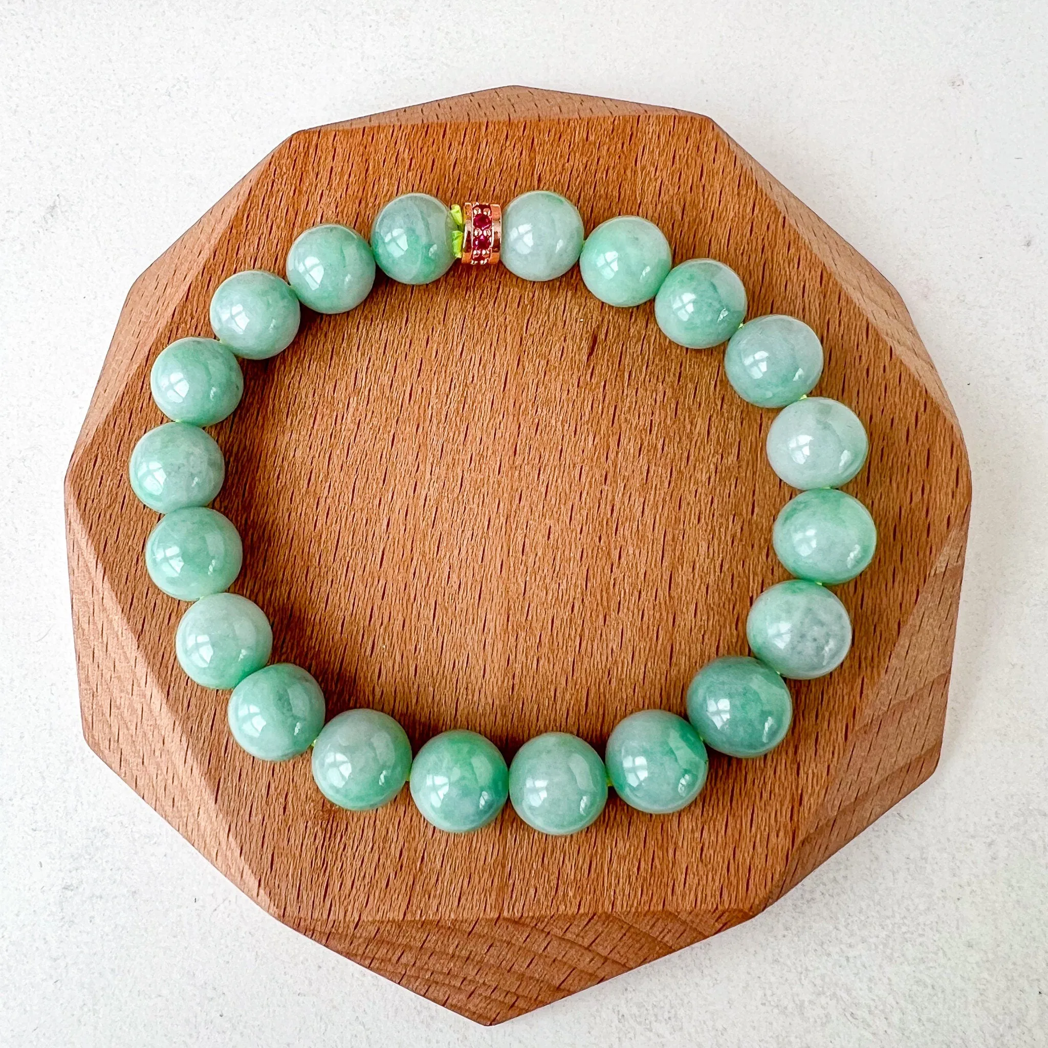 9.0 mm Green Natural Jadeite Jade Beaded Bracelet, CSW-0723-1705422002
