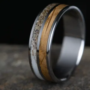 Antler and Whiskey barrel wood ring