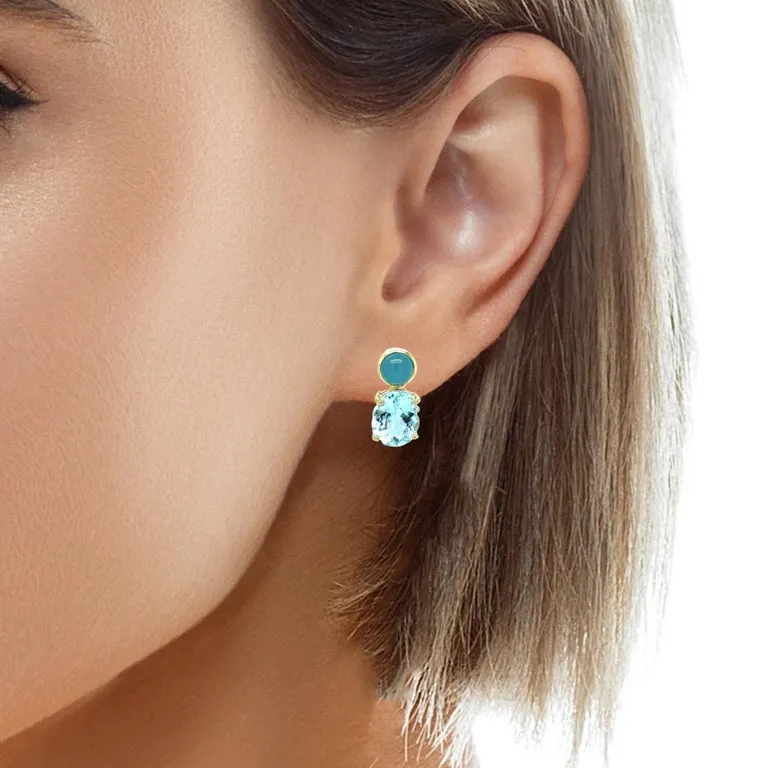 Aquamarine Drop Earrings in 18k Yellow Gold