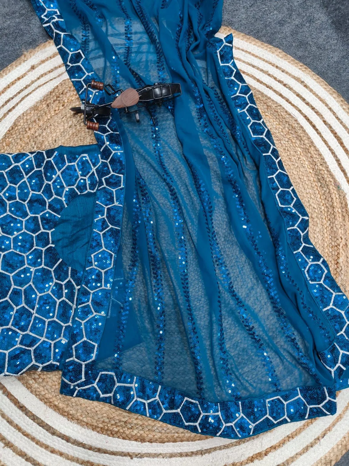 Beautiful Designer Georgette Sequence Saree
