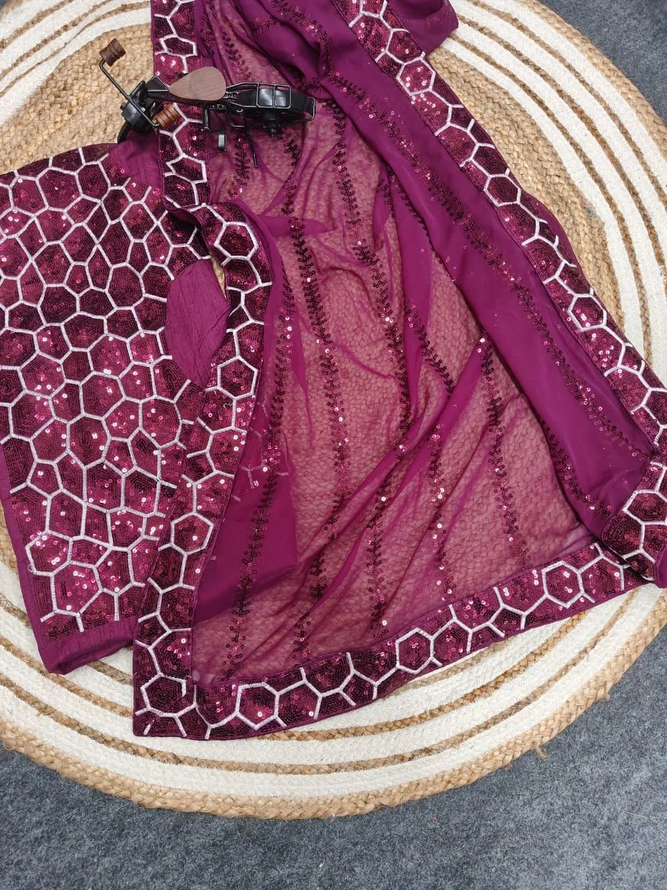 Beautiful Designer Georgette Sequence Saree