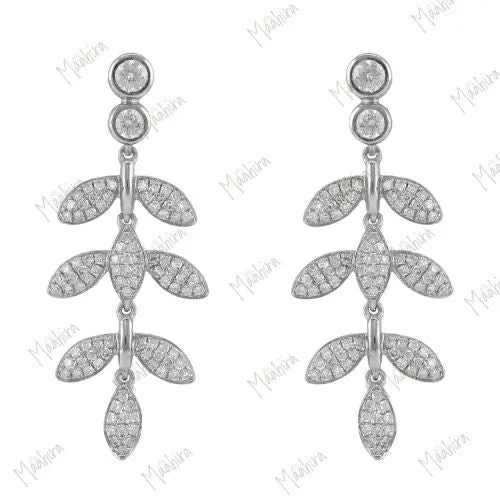 Beautiful Diamond Leaf Drop Earring