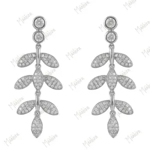 Beautiful Diamond Leaf Drop Earring
