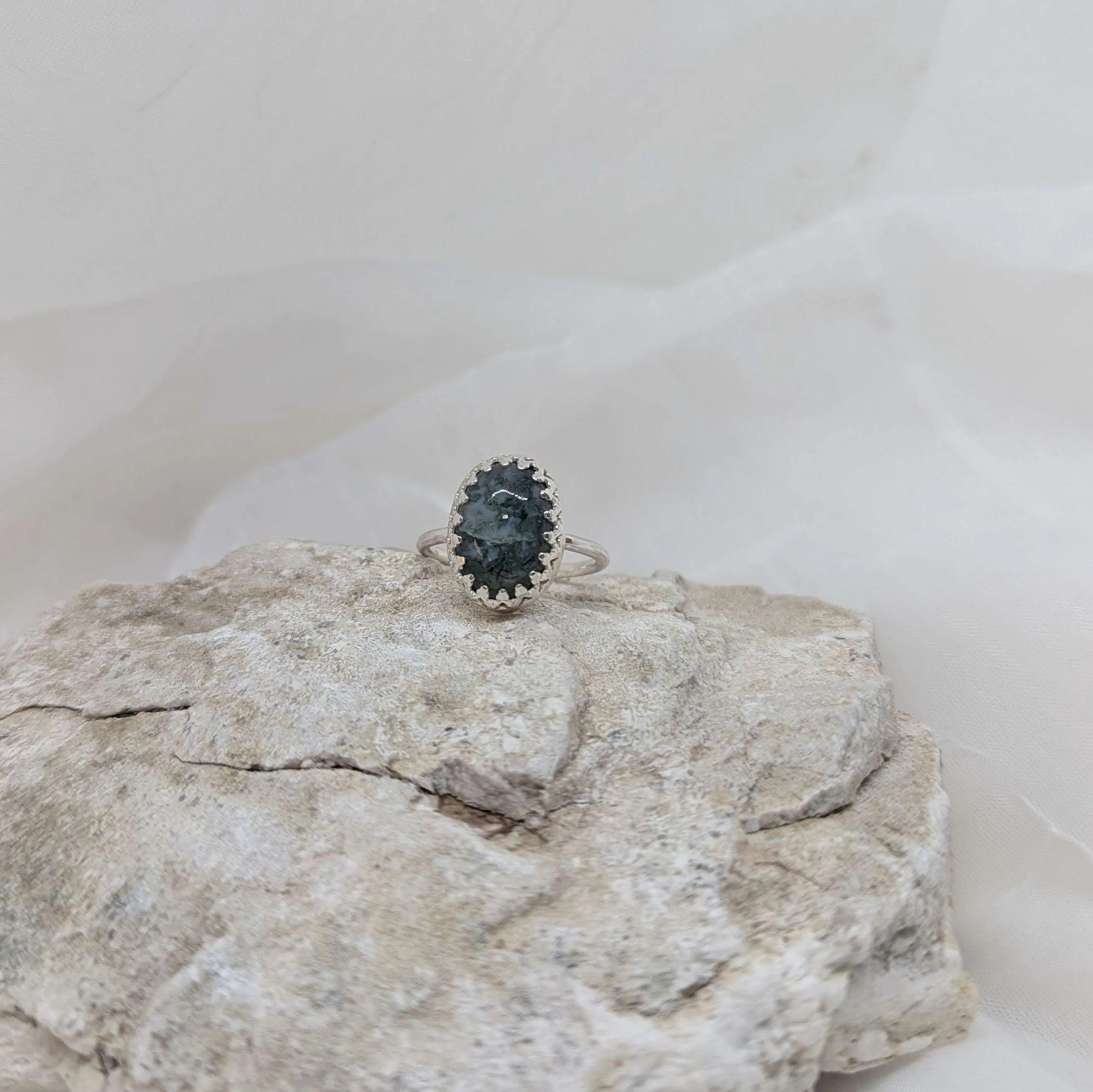 Beautiful moss agate ring