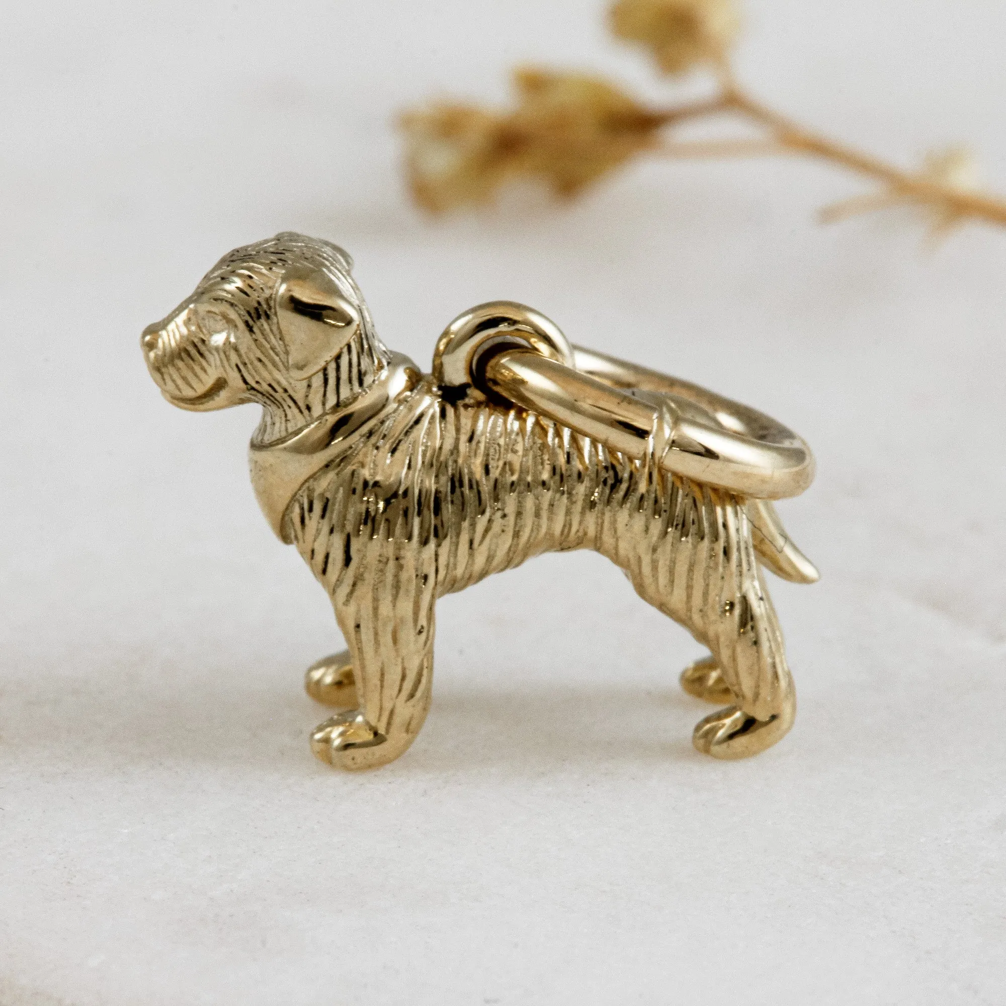 Border Terrier Solid Gold Dog Charm