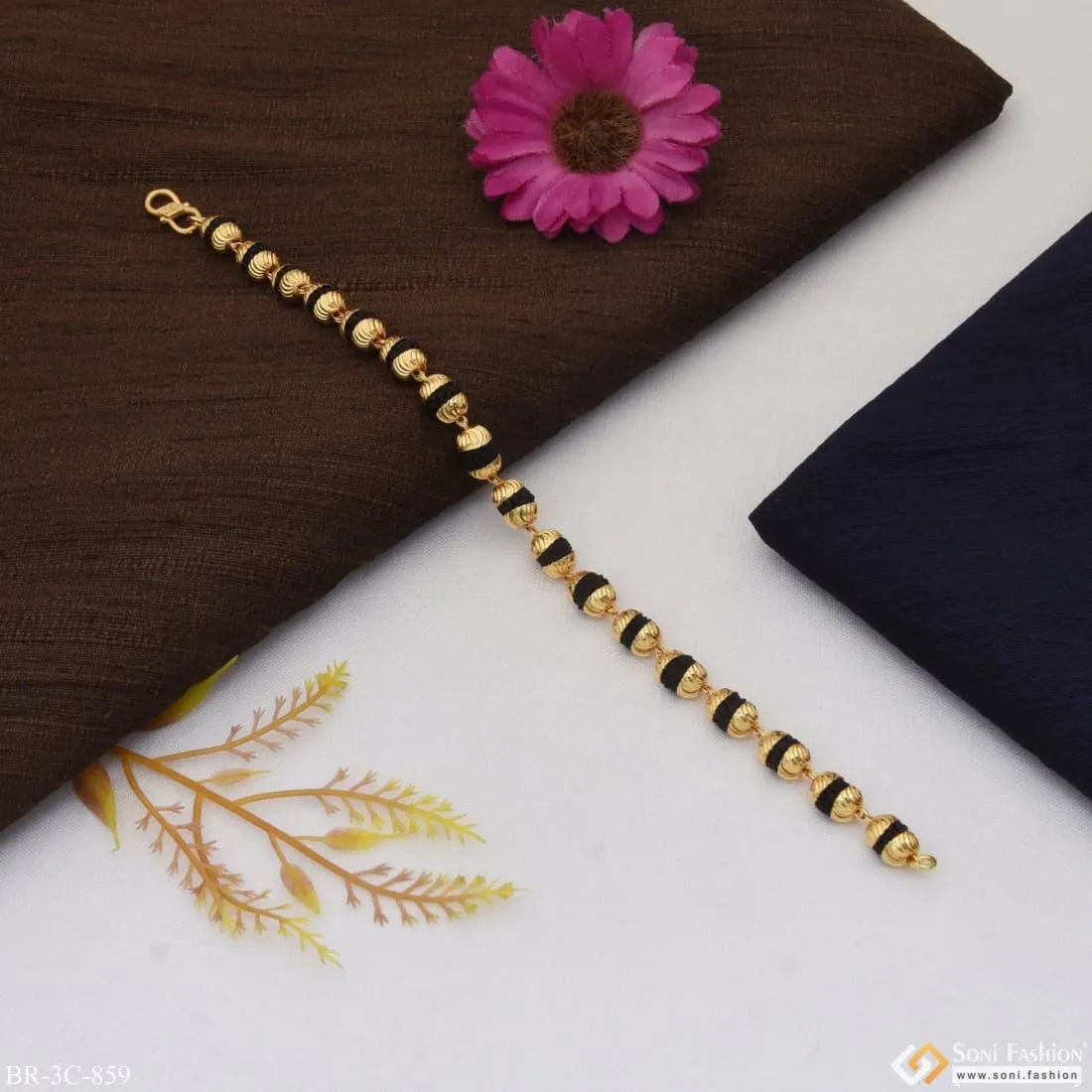 Designer Design Best Quality Gold Plated Rudraksha Bracelet for Men - Style C859