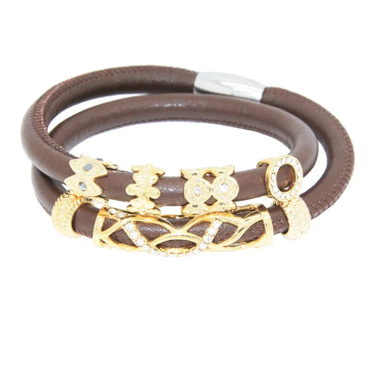 Endless Double Leather Bracelet in Clay Color