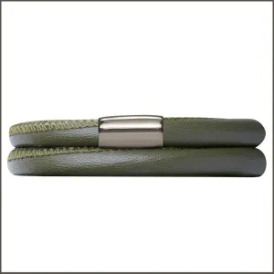 Endless Double Leather Bracelet in Olive Green