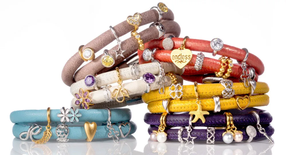 Endless Double Mustard Leather Bracelet