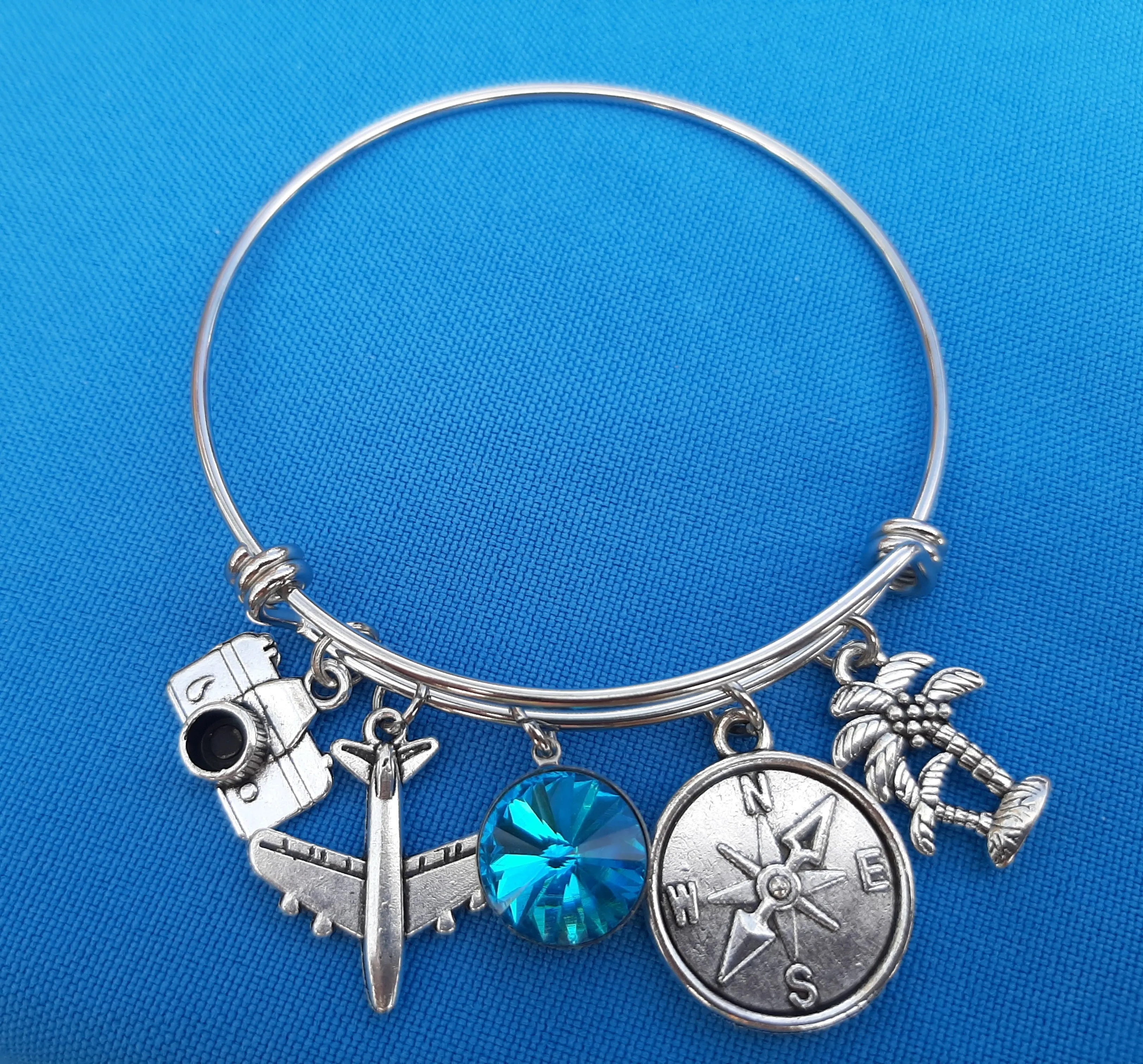 Expandable Charm Bracelet - Travel Theme