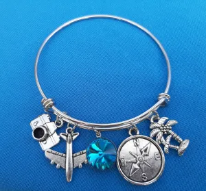 Expandable Charm Bracelet - Travel Theme