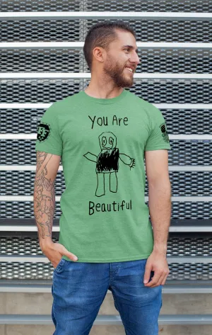 Forging Forward "You Are Beautiful" T-Shirt - Outline - Apple Green