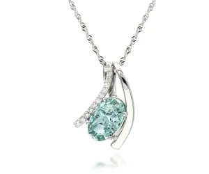 Freeform Green Aquamarine Diamond Necklace