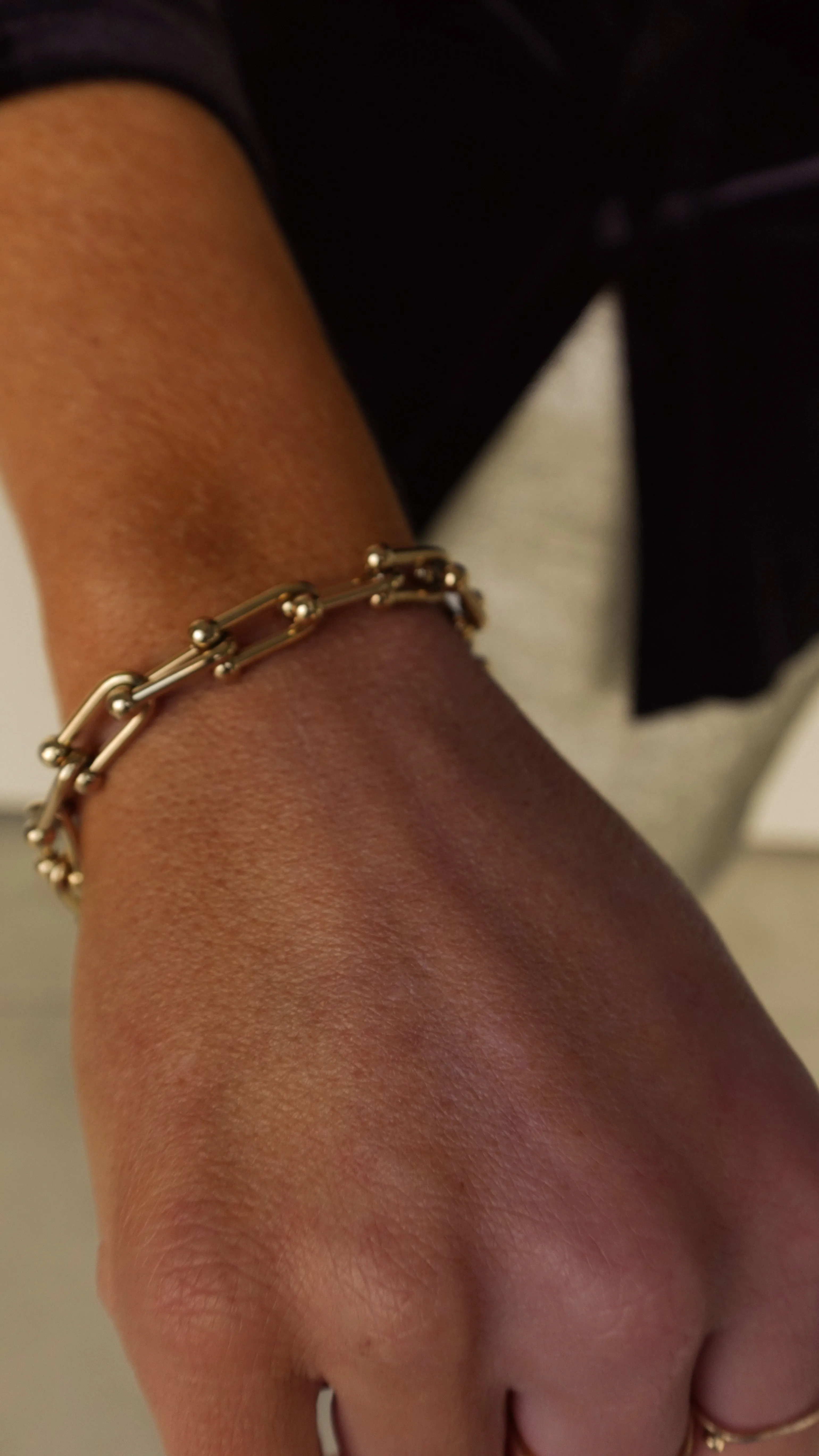 Gold Paperclip Necklace and Bracelet Set
