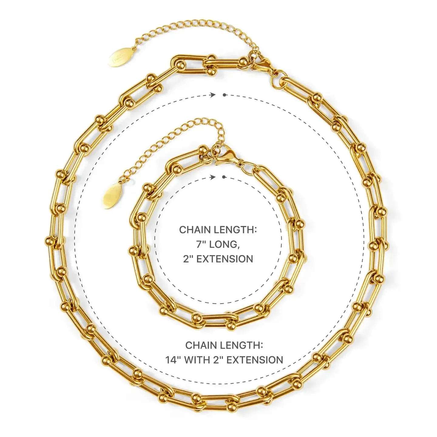 Gold Paperclip Necklace and Bracelet Set
