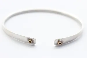 Hammered Sterling Silver Bracelet With 14k Gold tubes