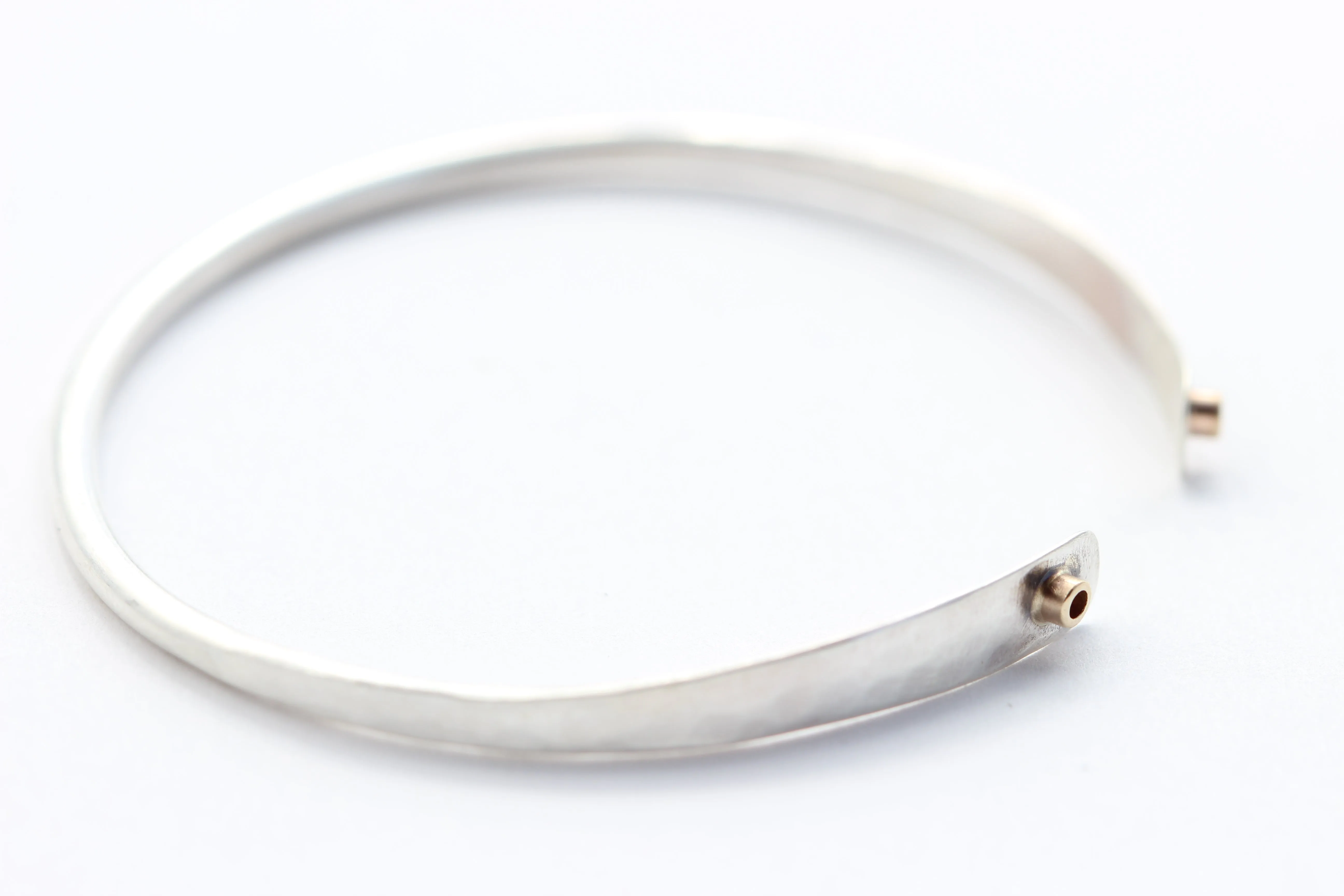 Hammered Sterling Silver Bracelet With 14k Gold tubes