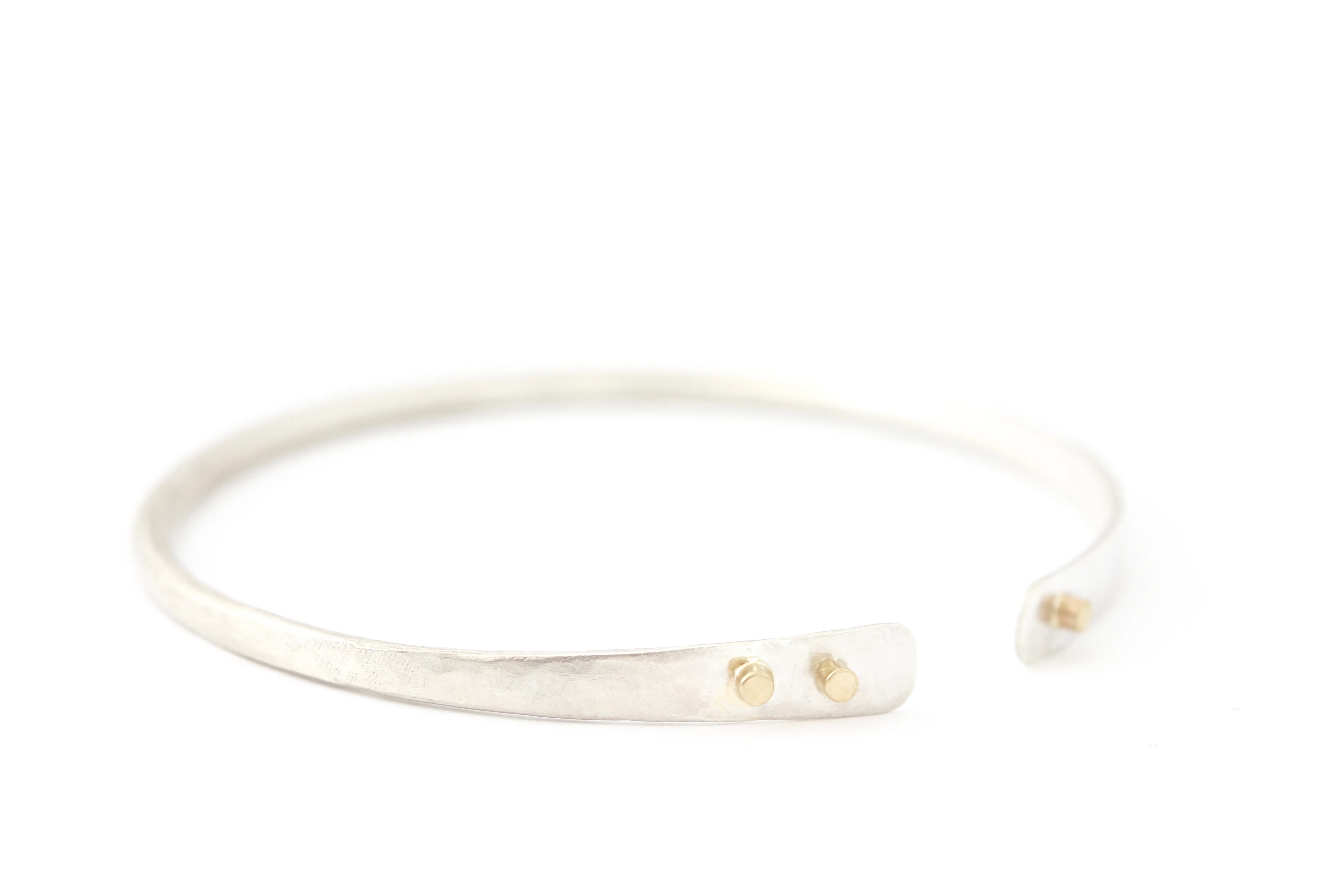Hammered Sterling Silver Bracelet With three 14k Gold buttons