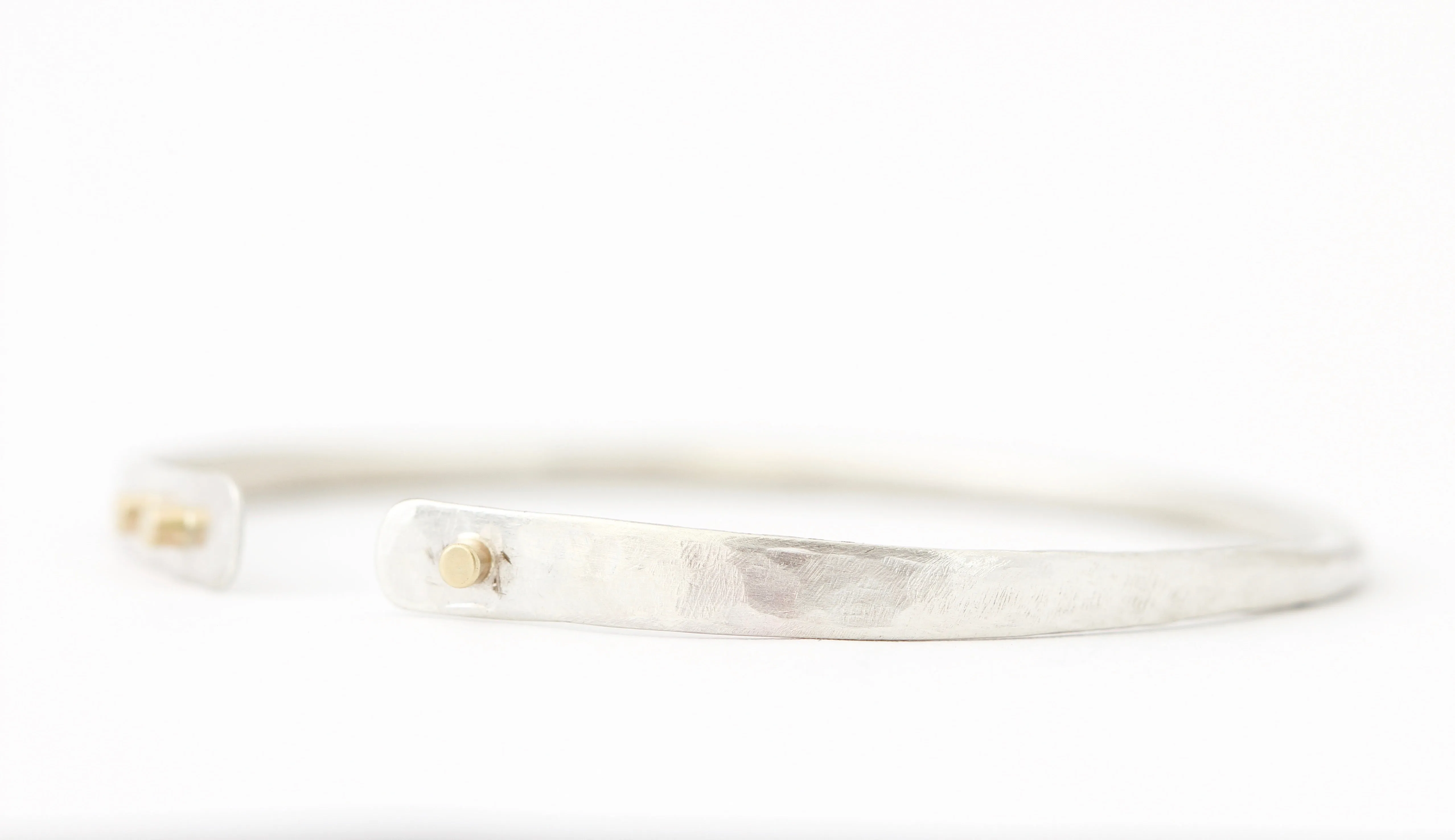 Hammered Sterling Silver Bracelet With three 14k Gold buttons
