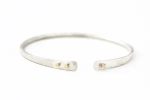 Hammered Sterling Silver Bracelet With three 14k Gold buttons
