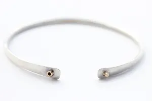 Hammered Texture Sterling Silver Bracelet With 14k yellow Gold