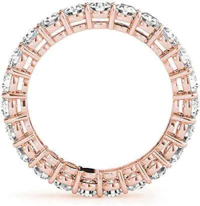 JewelMore 2 Carat - 7 Carat | Certified Round Lab Grown Diamond Eternity Ring For Women | 14K Rose Gold | G-H-SI Quality Revival Diamonds | Wedding Anniversary Band Ring