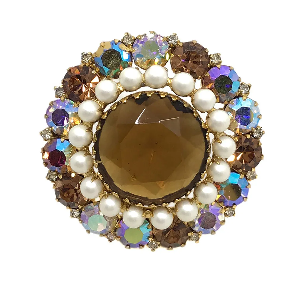 Juliana Style Topaz Glass Brooch
