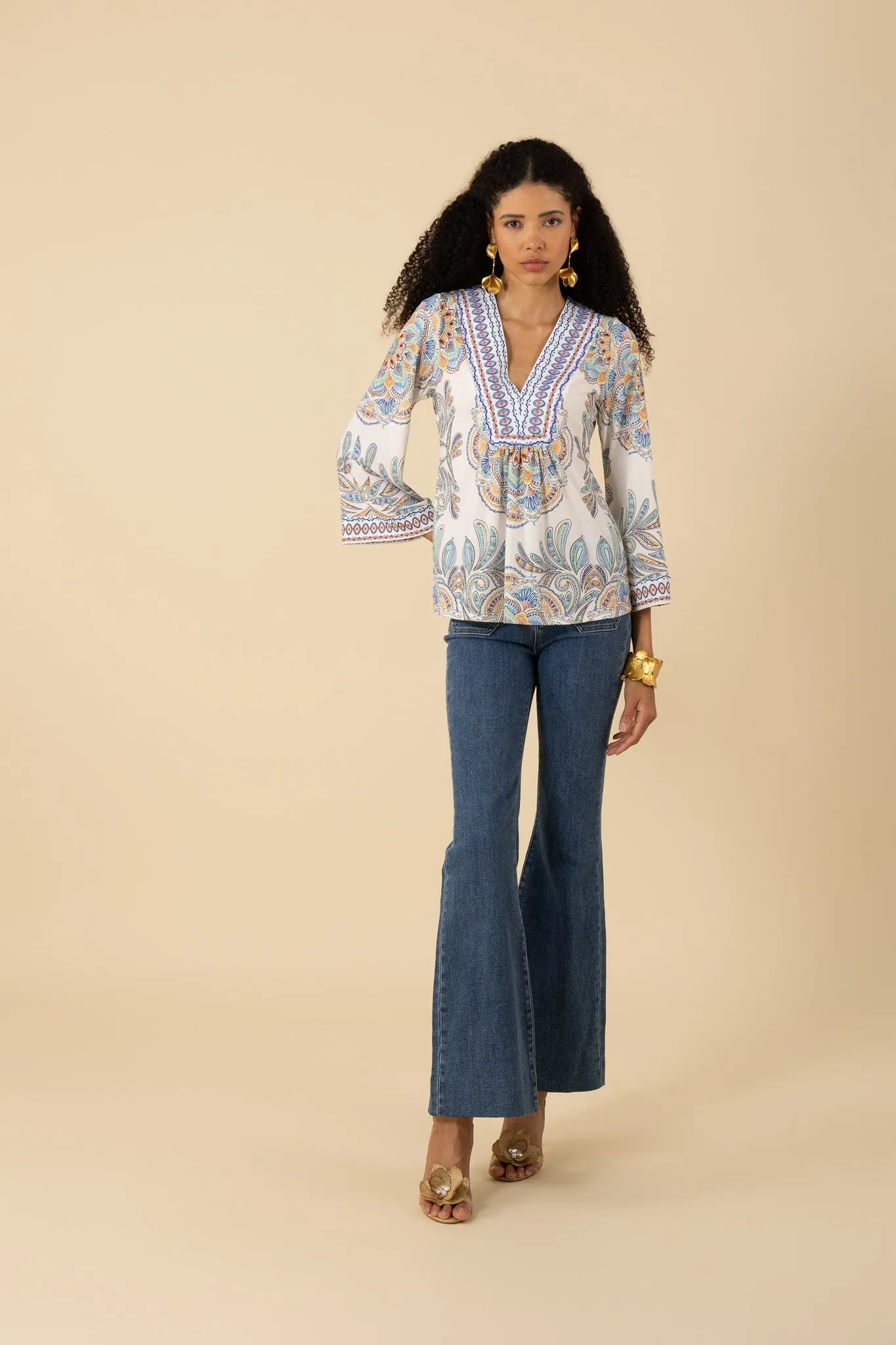 Kimber 3/4 Sleeve V-Neck Top