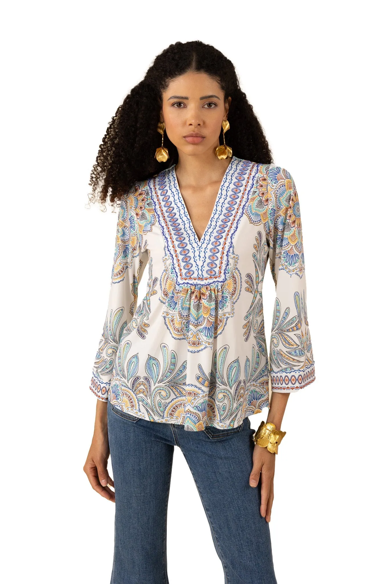 Kimber 3/4 Sleeve V-Neck Top