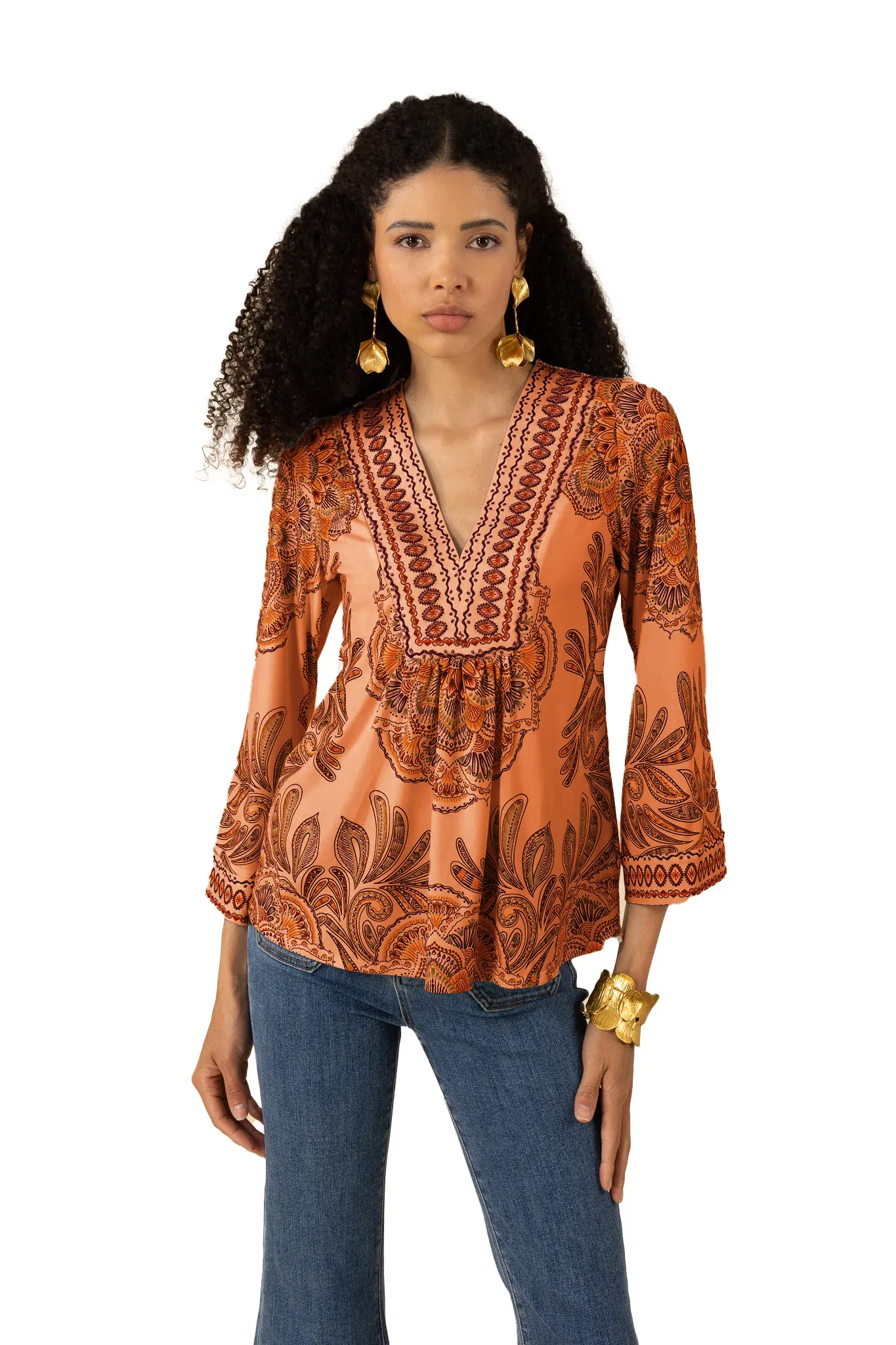 Kimber 3/4 Sleeve V-Neck Top