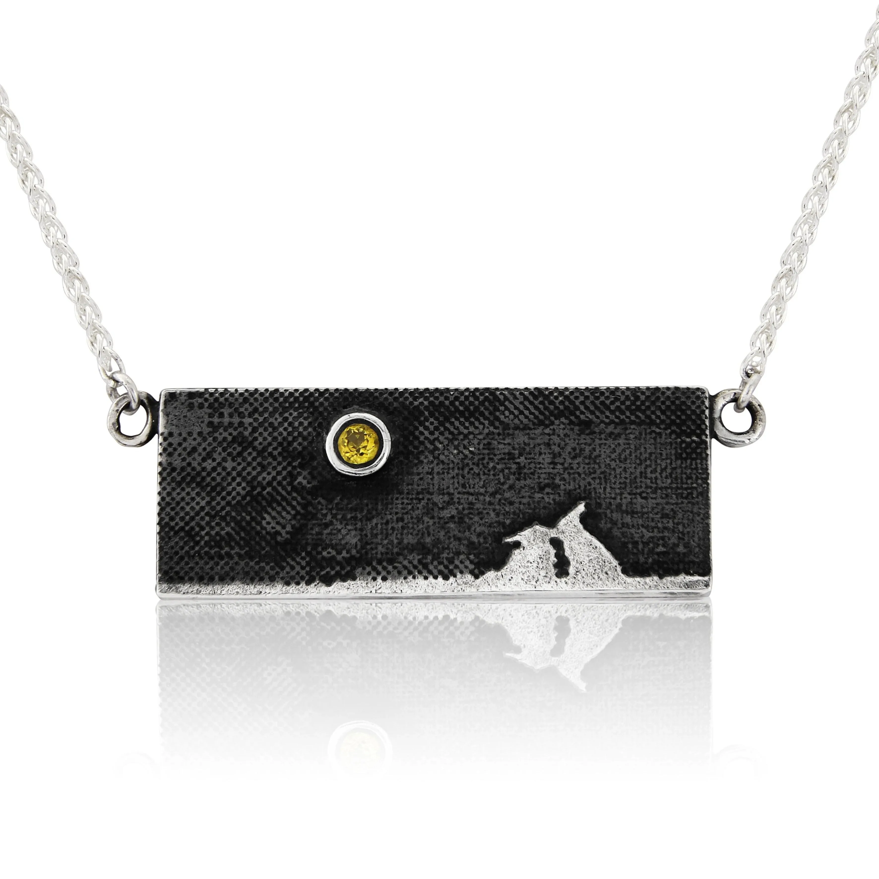 Kissing Bunny Necklace with White Sapphire or Diamond Moon
