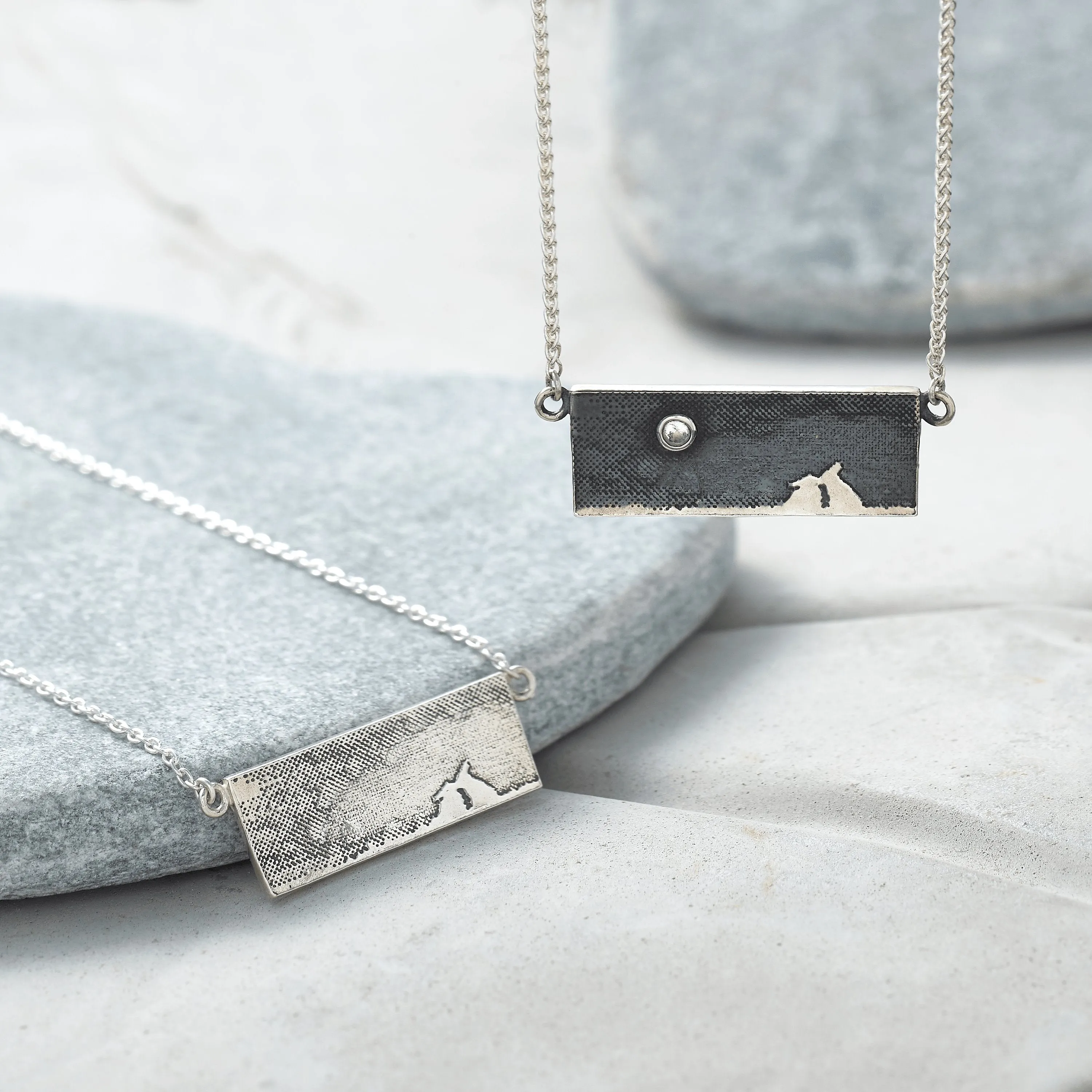 Kissing Bunny Necklace with White Sapphire or Diamond Moon