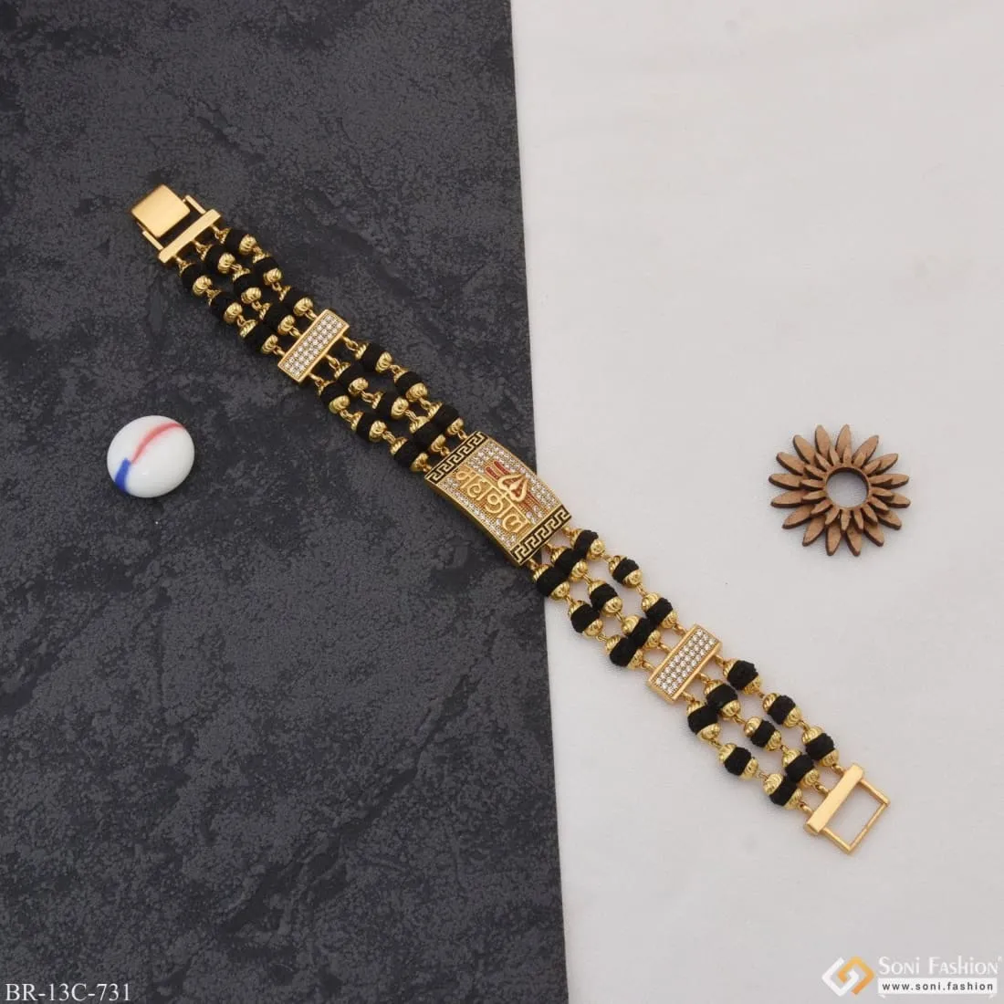 Mahakal Extraordinary Design Gold Plated Rudraksha Bracelet for Men - Style C731