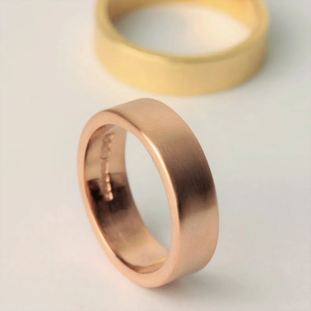 Mens Wide Solid Gold Wedding Ring Band - 6mm