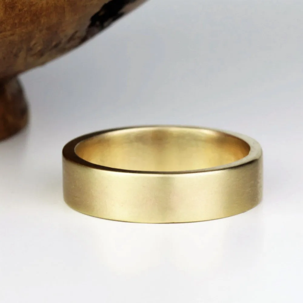 Mens Wide Solid Gold Wedding Ring Band - 6mm