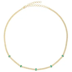 Modern Beautiful Emerald Link Necklace