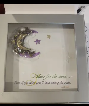 Moon & Stars Brooch / Pin with Shoot for the Stars Inspiration Card