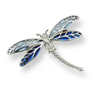 Nicole Barr Silver Dragonfly Blue Brooch-Pendant