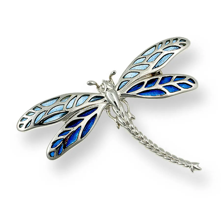 Nicole Barr Silver Dragonfly Blue Brooch-Pendant